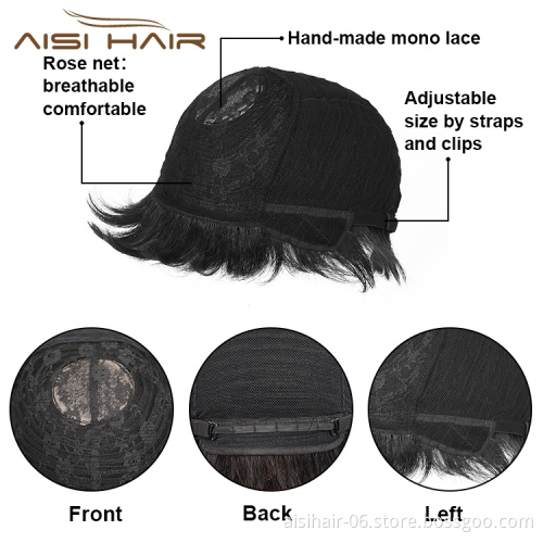 Aisi Hair With Bangs Cuticle Aligned 10A Grade Short For Black Women Indian Bob 100% Human Hair Wig